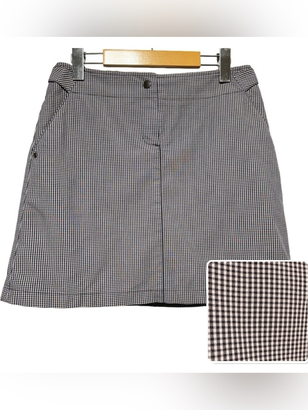 CUTTER & BUCK Black White Gingham Golf Skort Built In Shorts Size 4